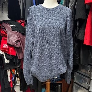 Blue Textured Women's Crew Neck Sweater